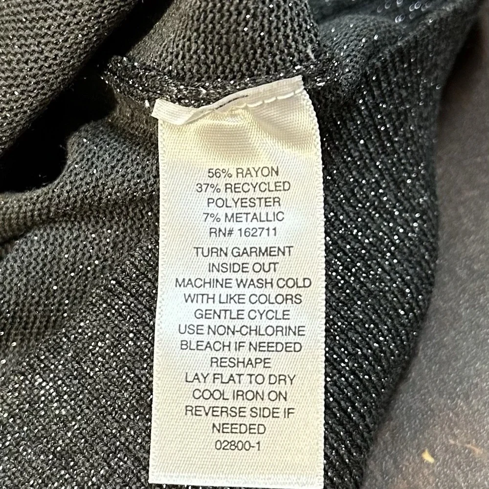 Liz Claiborne Womens Sz S Charcoal Metallic Tie Neck Sweater NWT Shimmer Holiday